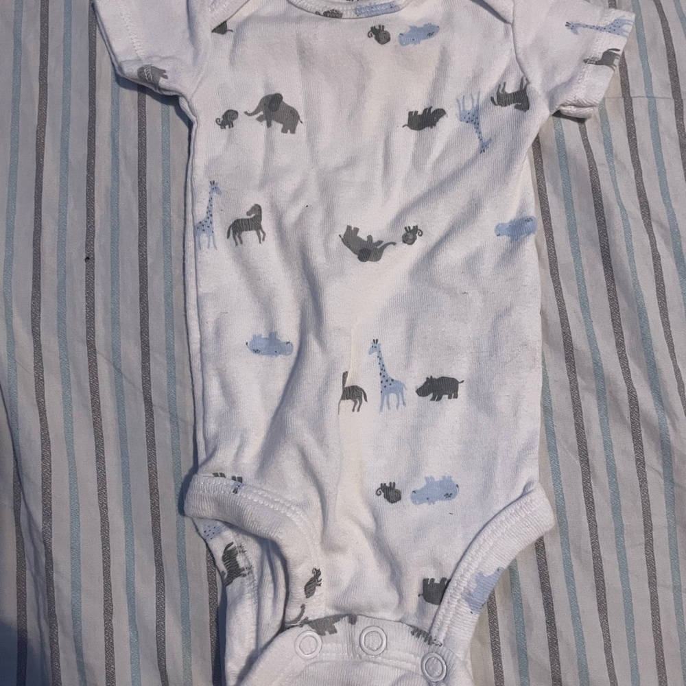 Carter's White and Blue Animal Print Bodysuit